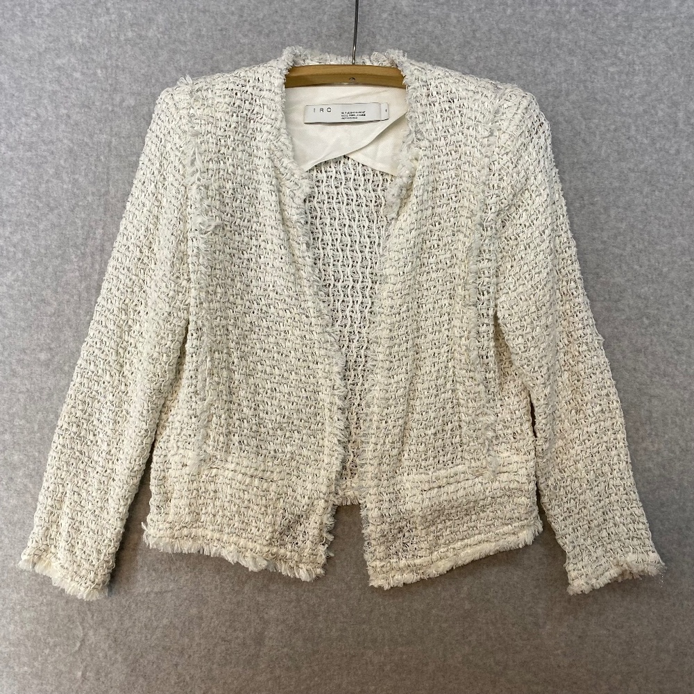 IRO Size 38 SHIRAZA Knit Jacket • White With Silver Accent • Gorgeous!